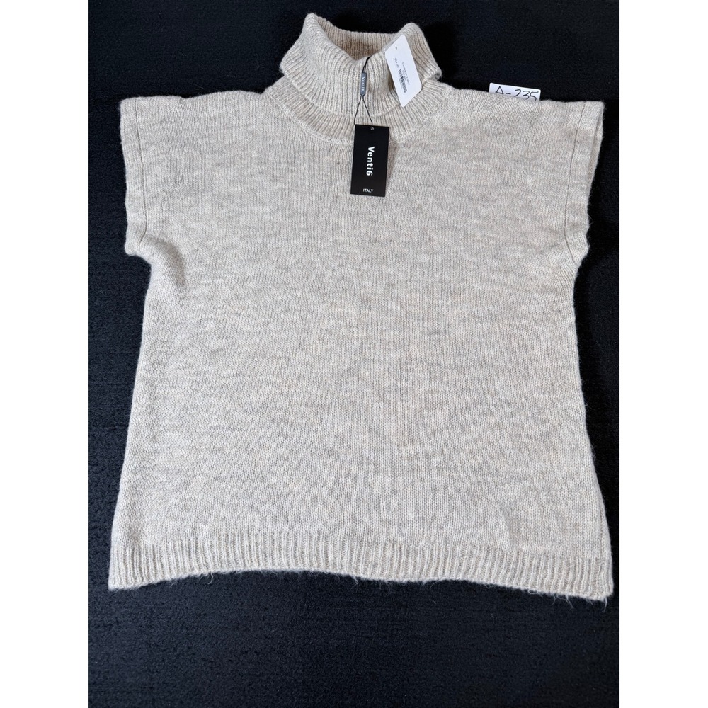 Venti6 Italy Womens Sleeveless Turtleneck Sweater Beige Wool Blend MA3663 M/L